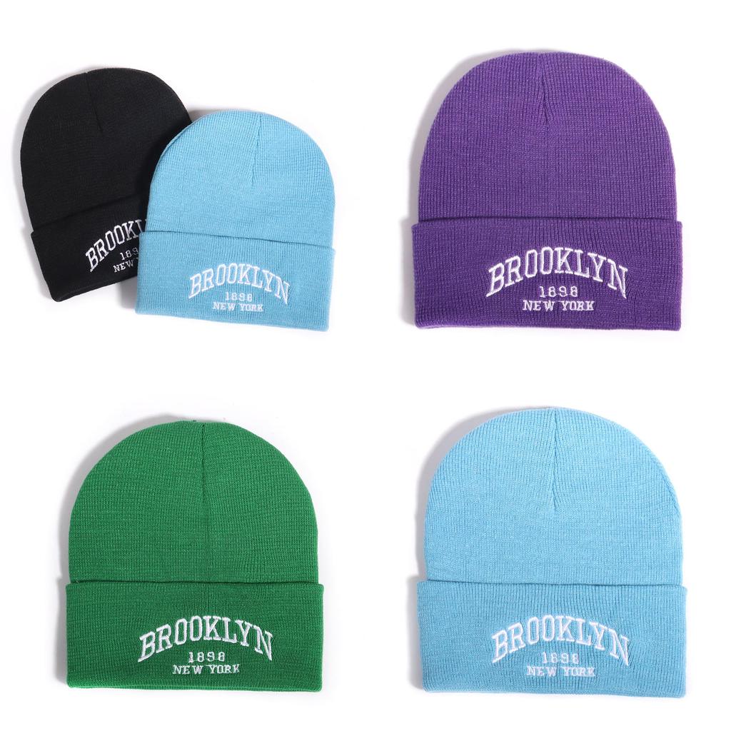 Autumn Winter Knitted Cap With Embroidered Letters And Acrylic For Streetwear And Hiphop Style