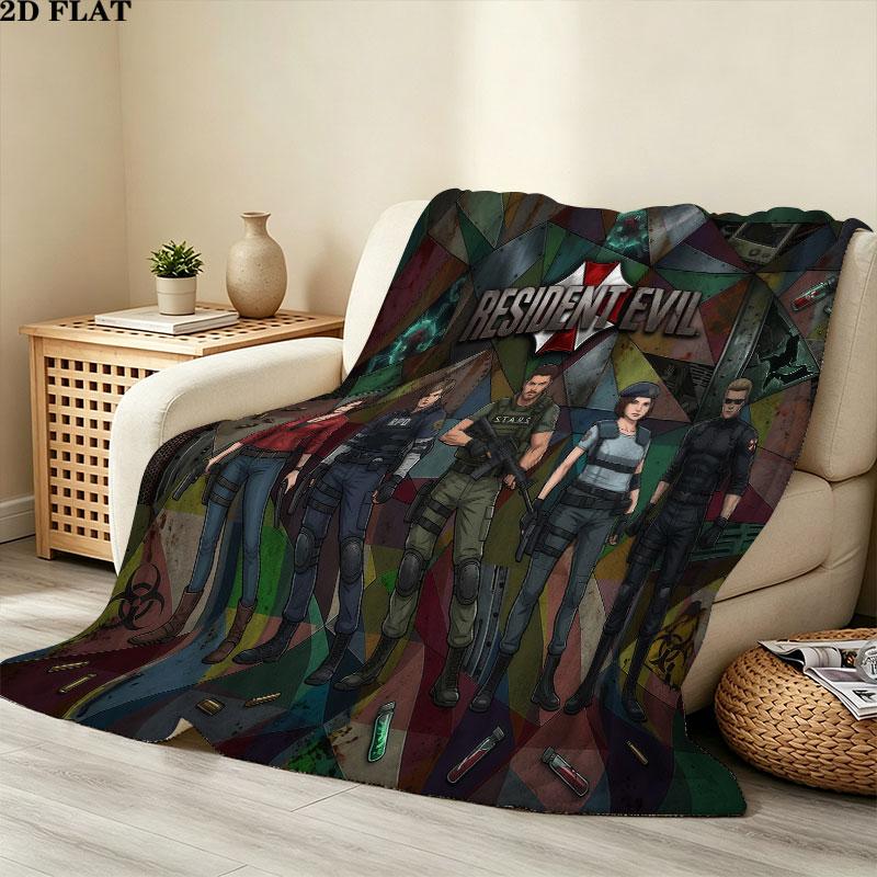 1PC Resident Evil Patterned Flannel Blanket Suitable For All Seasons For Home Decor Warmth And Comfort Gifts Holiday Present
