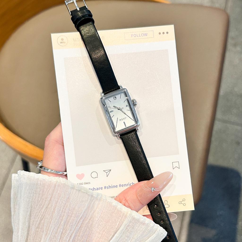 New women's wristwatch new style fashionable and simple square retro leather strap quartz wristwatch, elegant women's watch.