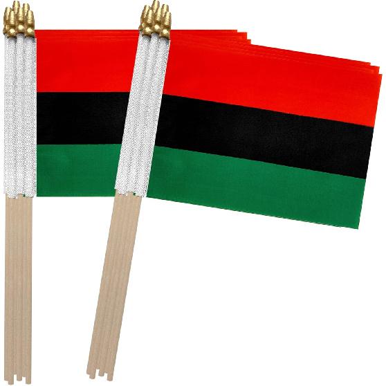 TSMD n Afro n Stick Flag Small Mini Hand Held Flags,5x8 Inch,12 Pack