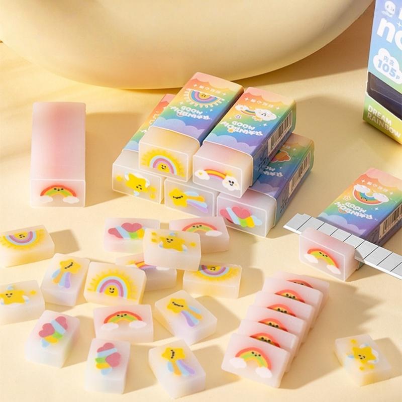 30pcs Cute Erasers Rainbow Mood & Food Party Erasers Kawaii 3D Pencil Eraser for Cleaning Students Back to School Supplies