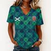 Women's Casual Short Sleeve V-Neck T-Shirt with Soccer Flag Print for Day Fan Wear