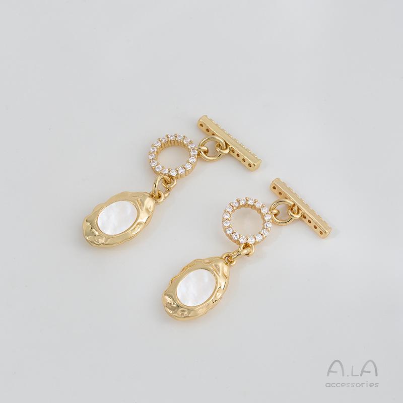 

Подвеска-боб из 14-каратного золота с цирконием и ракушкой, ожерелье с застежкой-аксессуаром