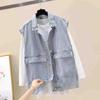 Denim Vest Women's Spring and Autumn Loose Sleeveless Jacket Vest Outer Wear Trendy Ladies Small Fragrance Coat  Loose Tops