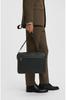 BOSS Grained Faux Leather Messenger Bag with Embossed Logo, Men's, One Size, Black