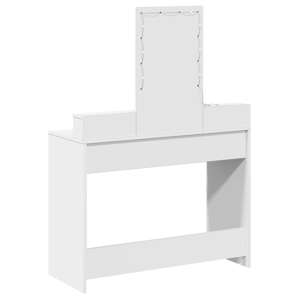 White Makeup Table with Storage 100 X 41 X 140 Cm Engineered Wood