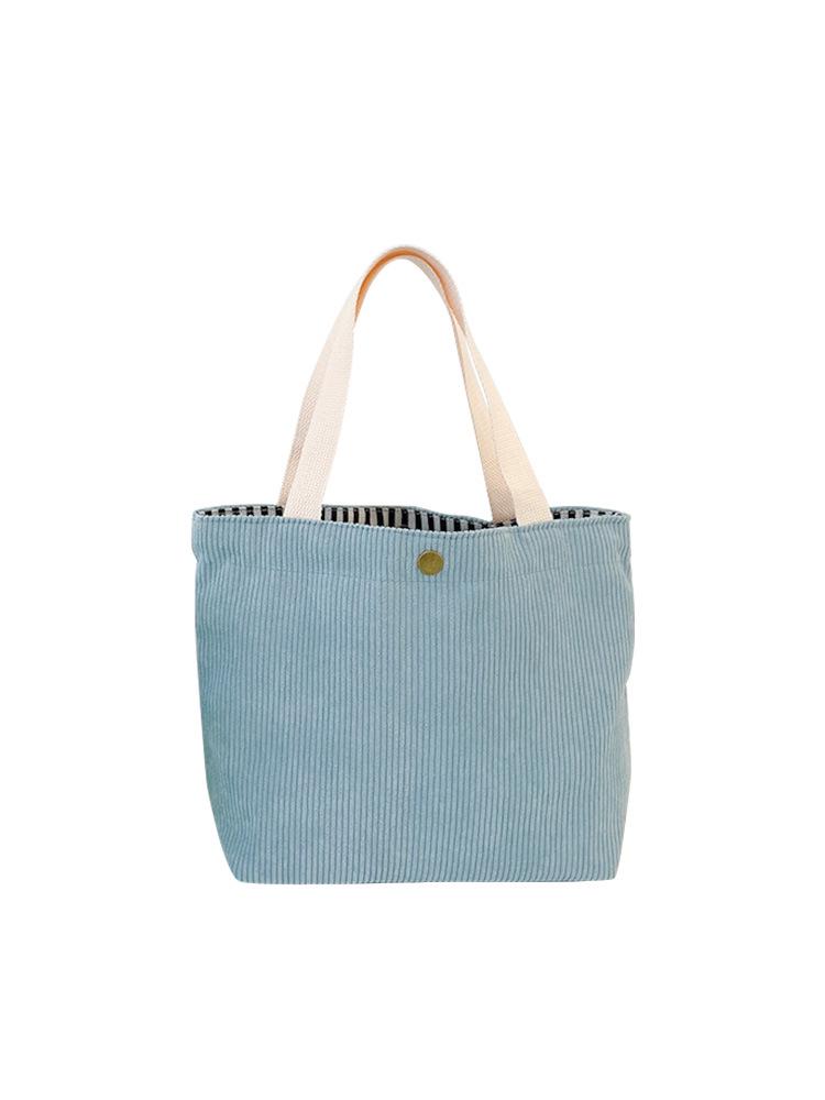 Borsa termica per il pranzo in velluto a coste tinta unita, portatile e con portaombrello