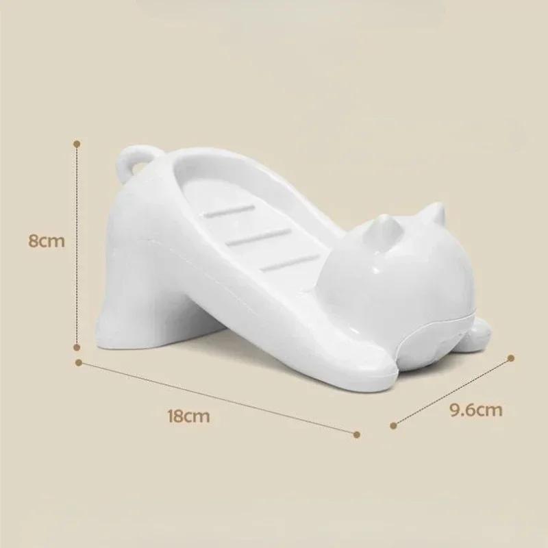 Cartoon Cat Soap Box Creative Cute Plastic Soap Draining Holder Decorative Soap Storage Rack Household Bathroom Accessories