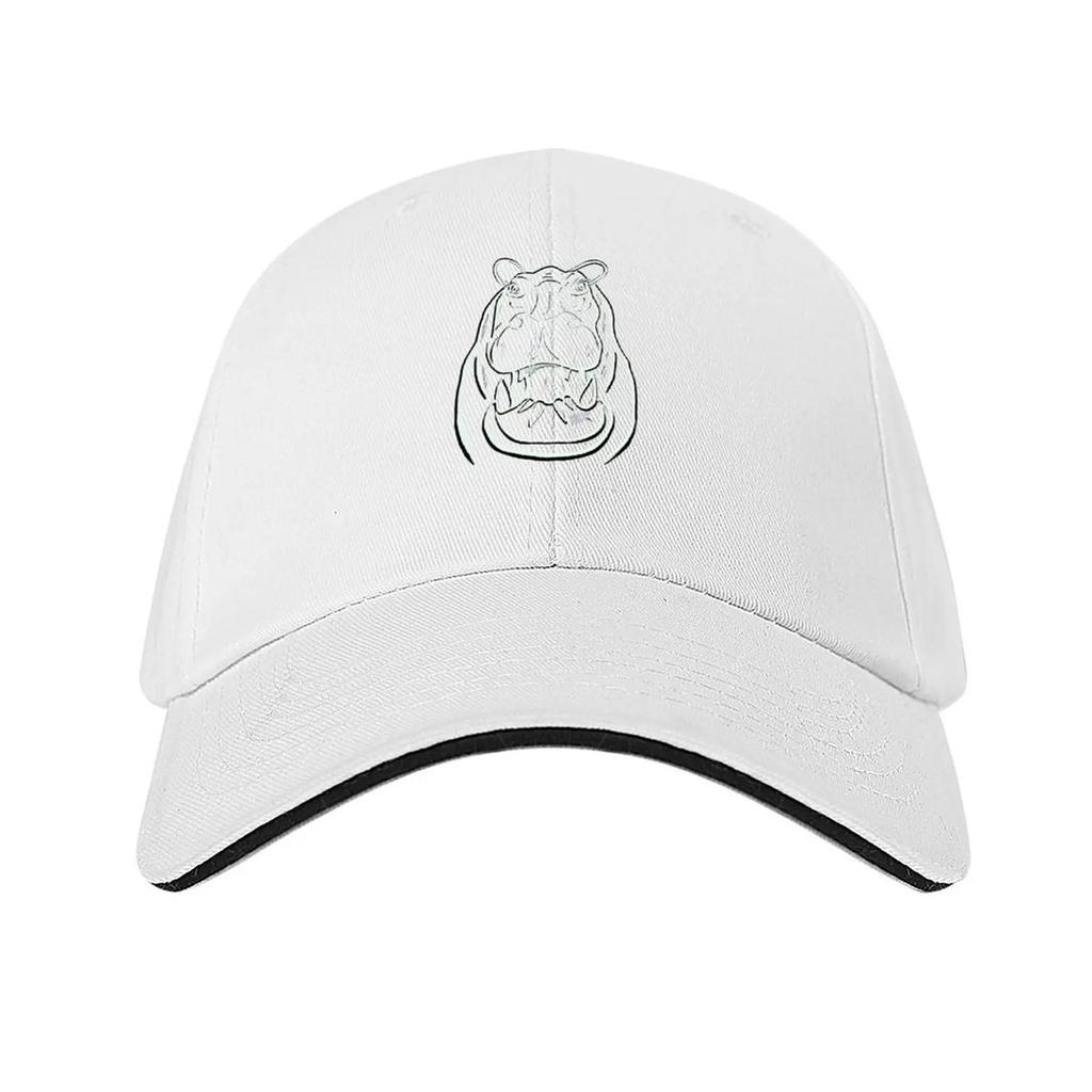 Outline Hippo Head Baseball Cap Golf Hat Sunscreen Beach Hat Tactical Cap Baseball Unisex Women's
