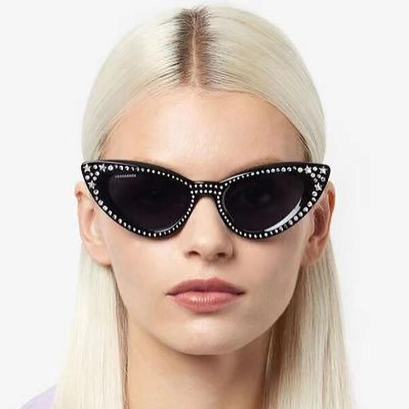 New Cat Eye Diamond Sunglasses Pentagram High-end Fashion Sunglasses Women's Trendy Glasses