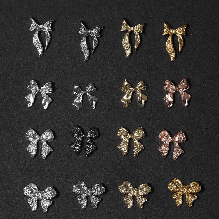 3D Metal Bows Nail Charms Nail Jewels Ribbow Bowknot Nail Art Decorations Nail Stud Nail Art Accessories for Women Girls