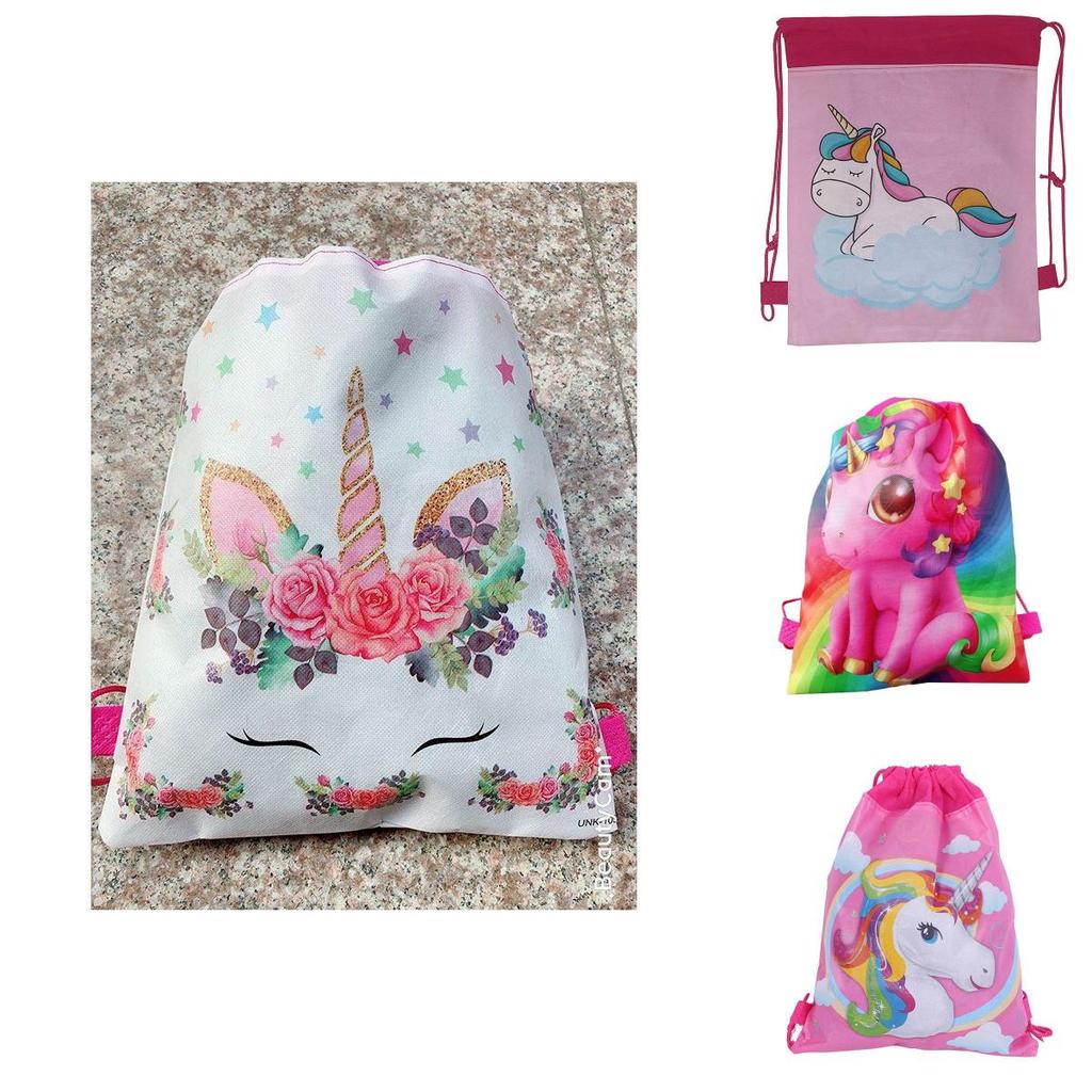 Adorable Unicorn Drawstring Bag For Girls With Cute Cartoon Design For Travel And School