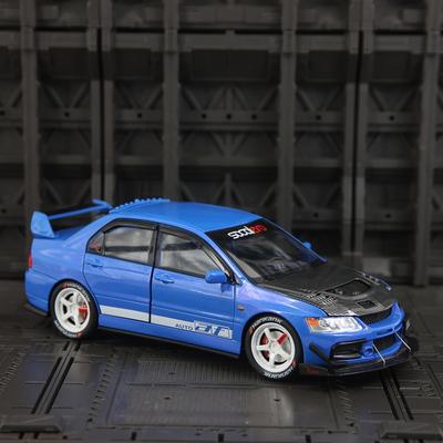 1:24 Modèle de voiture en alliage Mitsubishi EVO 9ème génération ornement portes et capot moteur, coffre ouvrable possède son et éclairage