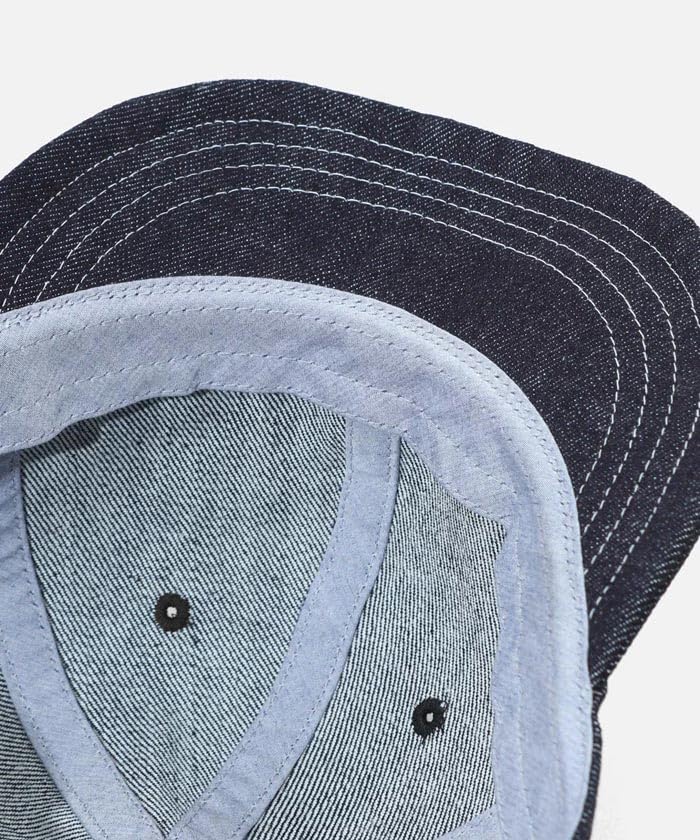 Kojima Genes 6-Panel Cap, Indigo Denim, Adjustable Strap, Soft Unstructured Brim, Made In Japan Okayama, RNB-9078