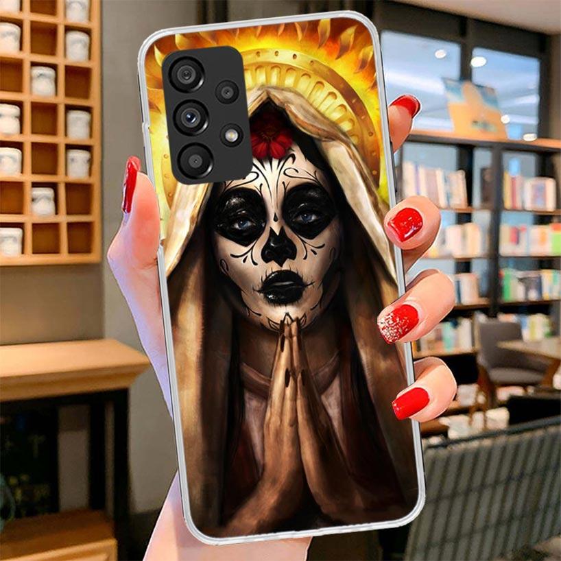Catrina Beautiful Rose Girl Skull Phone Case For Samsung Galaxy A17 A37 A57 A16 A26 A36 A56 A15 A25 A35 A55 A14 A24 A34 A54 A13