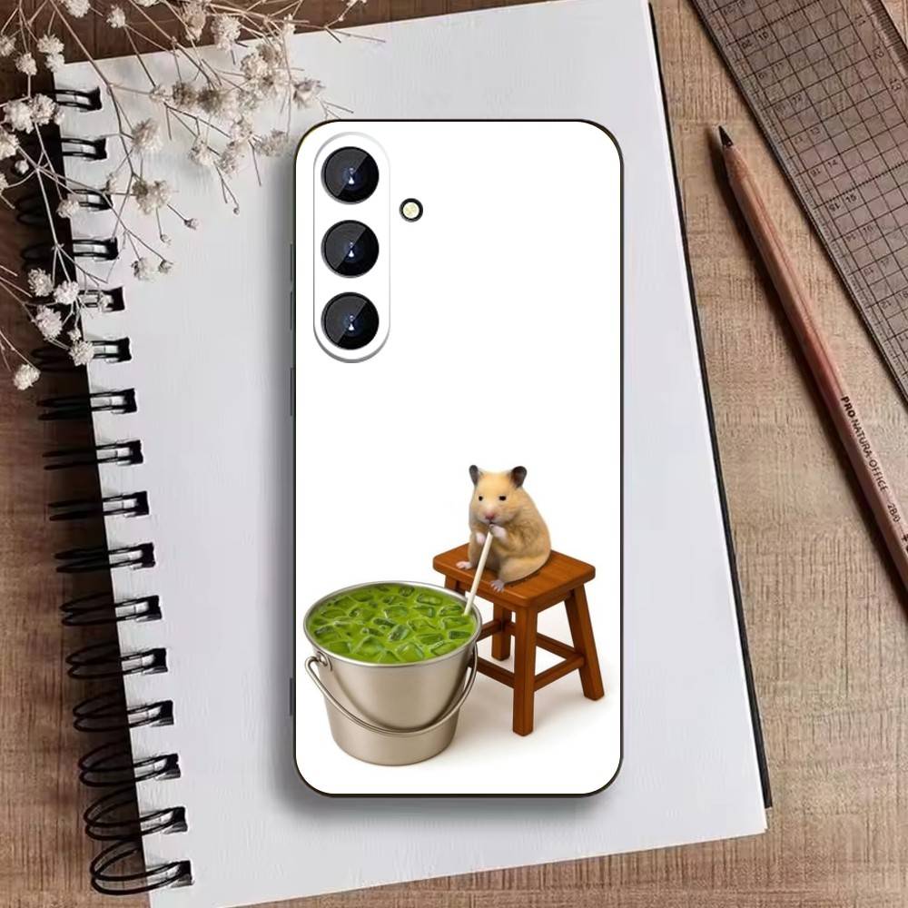 Großäugiges albernes Katzen-Maus-Handyhülle für Samsung Galaxy A73,A21s,A22,A31,A52,A53,A71,A41 Weiche schwarze Hülle