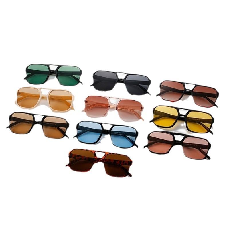 2024 Korean Retro Large Square Frame Pilot Sunglasses with Trendy Ocean Lenses