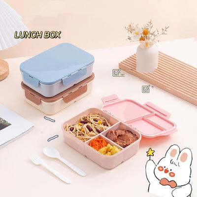 Portable Bento Lunch Box Leak-Proof with Utensils Lunchable Snack Containers Plastic with Divided Compartments Food Storage Box