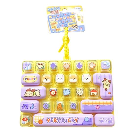Interactive Keychain Accessory 26-Key Keyboard Fidget Toy, Cute Cartoon Clicky Clicker Toy with Portable Tool Keychain, Backpack Charm Pendant