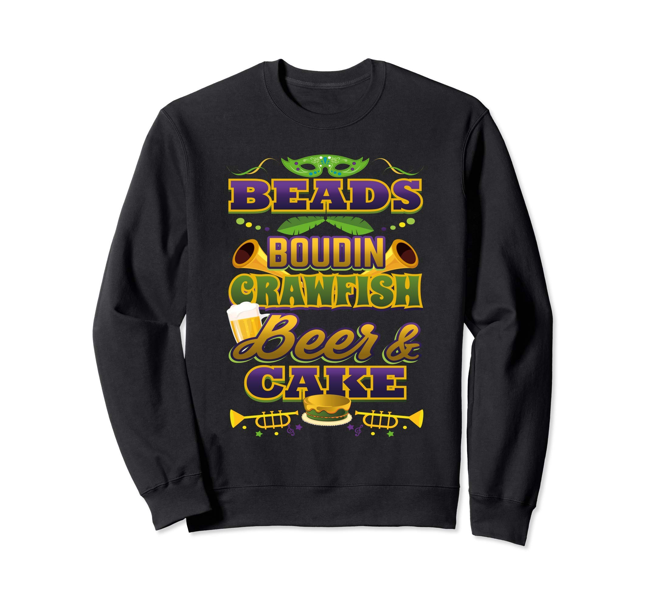 

Mardi Gras Party Beads Boudin Theri Fish Fat Tuesday NOLA Sweatshirt чёрный