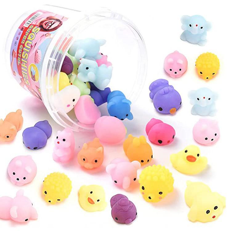 24-Piece Squish Toy Cute Pet Dolls Bucket - TPR Stress Relief, Small Gift, Free Shipping