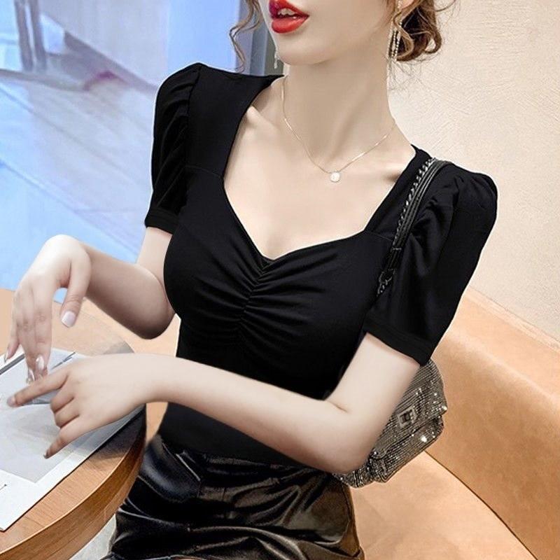 French Style Sleeveless V Neck T Shirt With Embroidery For Women Casual Wear
