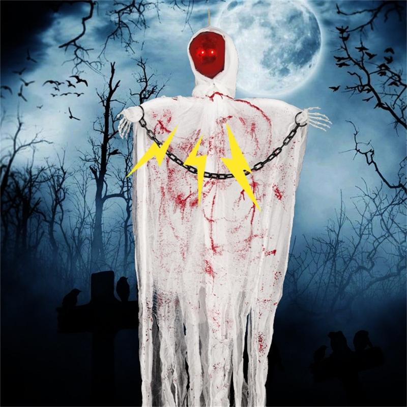 Voice Activated Skeleton Hanging Ornament with Glowing Eye for Inside Outdoor CHINA