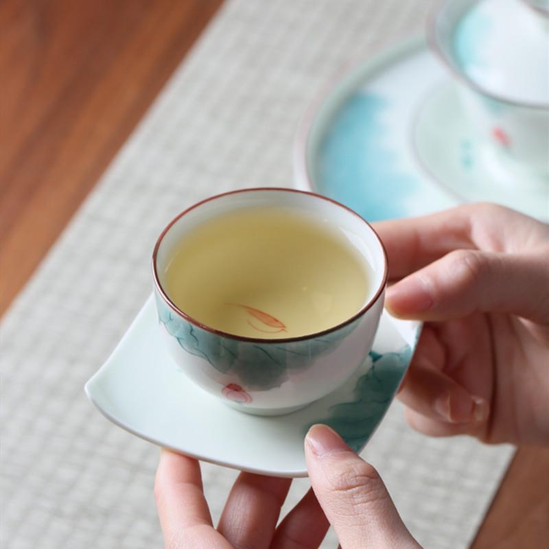 1 Stück Chinesischer Keramik-Teetassen-Untersetzer Handgefertigt Lotus-Teeschale Porzellan-Teetassenmatte Haushalts-Meistertasse Persönliches Teegeschirr 55ml