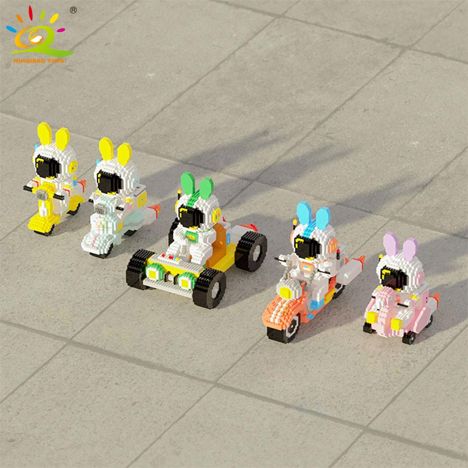 Niedlicher Astronauten-Motorrad-Mikrobaustein, Nanobricks, Mini-Diamant-Ziegel, Kinder-Konstruktionsspielzeug, Heimdekoration