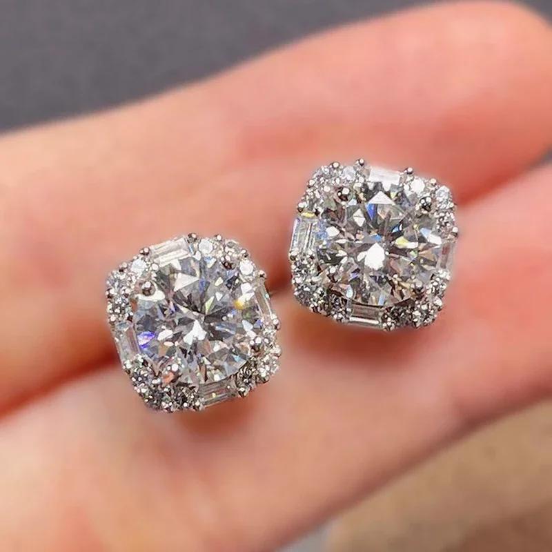 

2026 Shiny Crystals Piercing Earrings Women Copper Color Ear Nail Zircon for Engagement Female Graceful Versatile Accessories