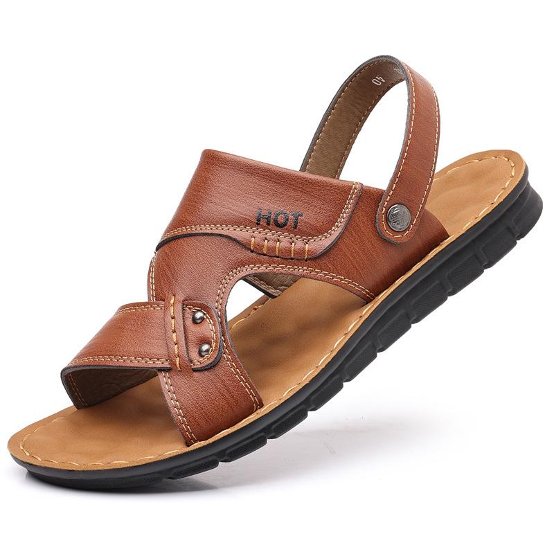 Men's sandals summer wear new casual driving dual-purpose beach dad deodorant cool slippers stepping on shit