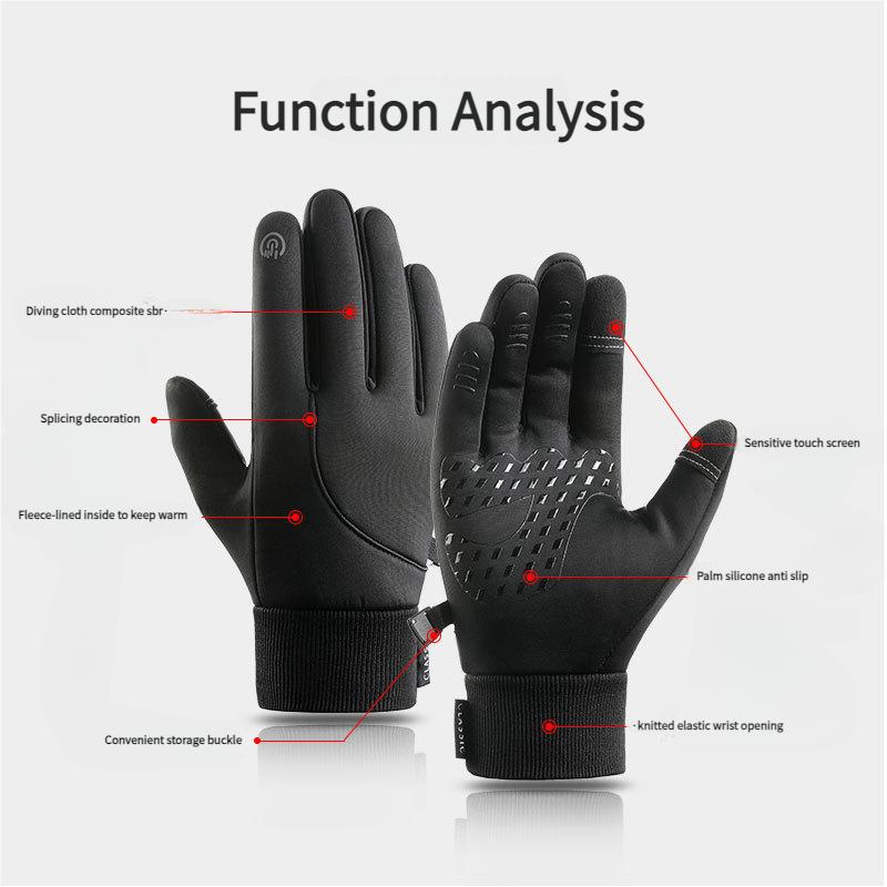 Men's and Women's Outdoor Hiking Skiing Anti-Slip Touchscreen Windproof Waterproof Fleece-Lined Warm Gloves