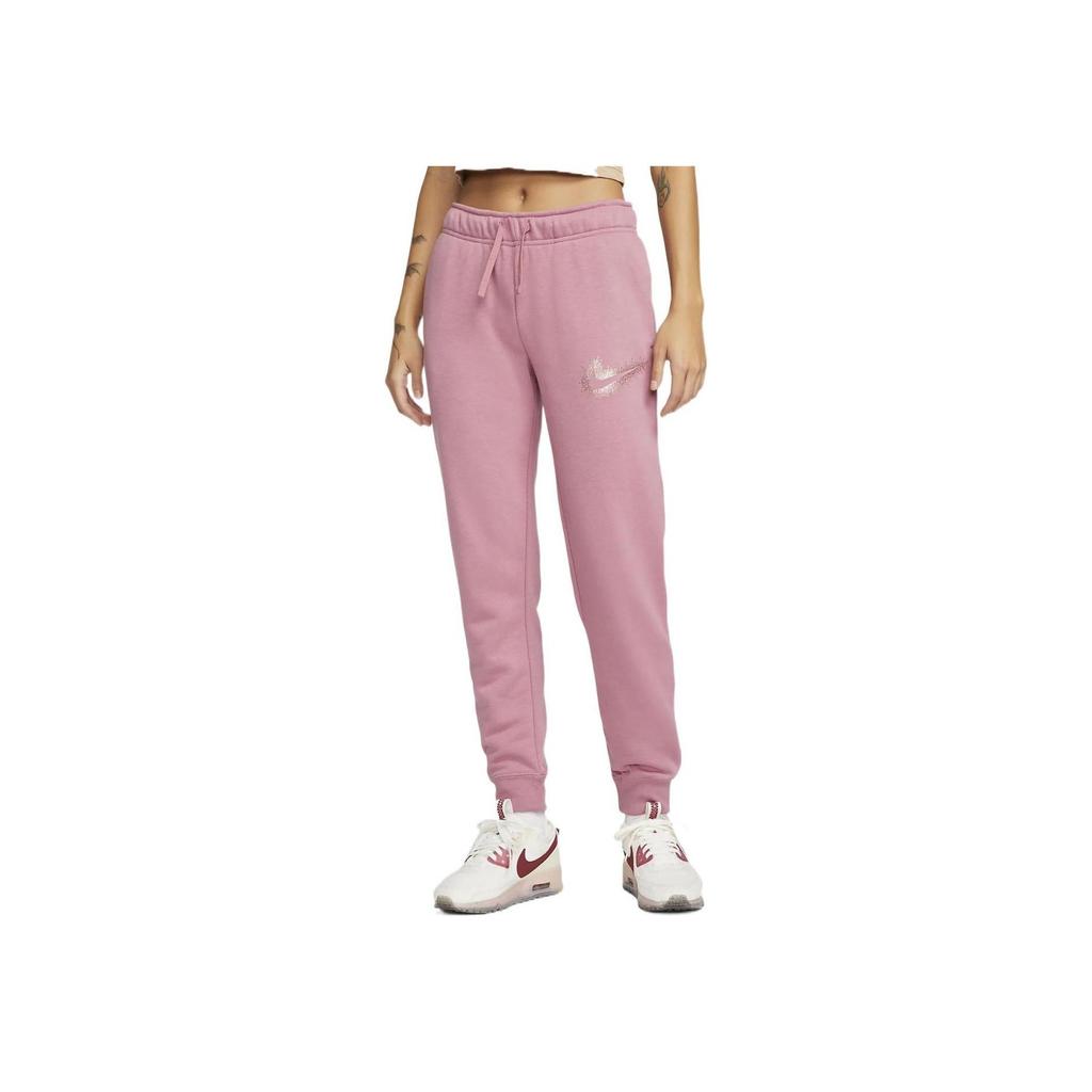 Nike Solid Color Elastic Waist Drawstring Cuffed Sports Pants Women Bottoms Pink DQ6768-667