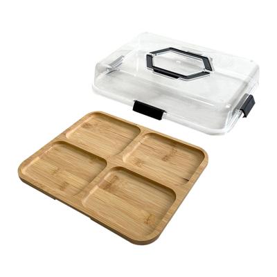 Charcuteries Box with Locking Lid Bamboo Cheese Board for Cheese Bread Meat