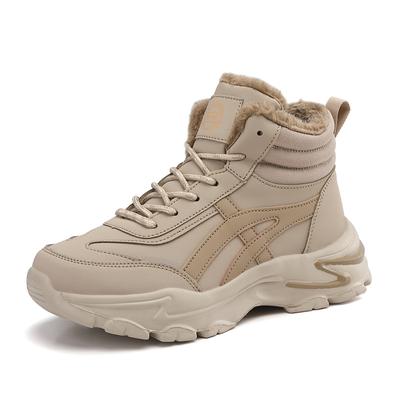 Damenschuhe, Winter-Plüsch-Chunky-Sneaker, Schnürschuhe, lässige hohe Oberteile, warme Schuhe