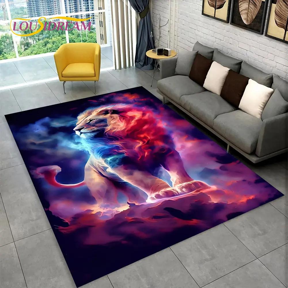 Novo tapete grande de área de animal de leão de sonho 3D, tapete de carpete para sala de estar, quarto, sofá, capacho de decoração, tapete de chão antiderrapante para brincadeira de criança