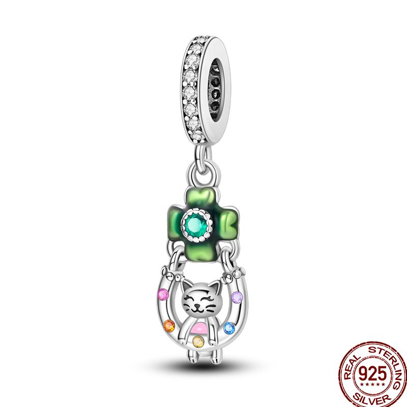 Copper Jewelry Pendant Early Spring Four Leaf Clover Flower Charm Fit Pan Beads Jewelry Birthday Diy Gift Fine Jewelry