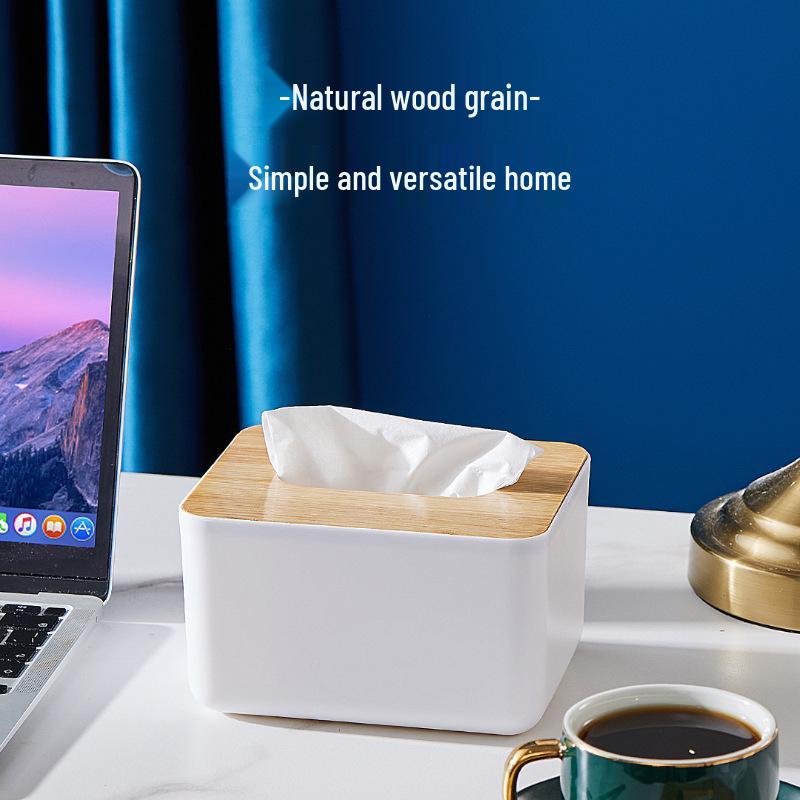 Bamboo Tissue Box with Print Logo and Wooden Lid - Luxury Gift and Storage Solution