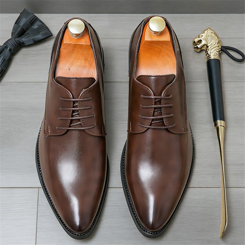New Fashion Pointed Lace-up Dress Formal Oxford Shoes For Men Black Brown Homecoming Wedding Party Footwear Zapatos Hombre