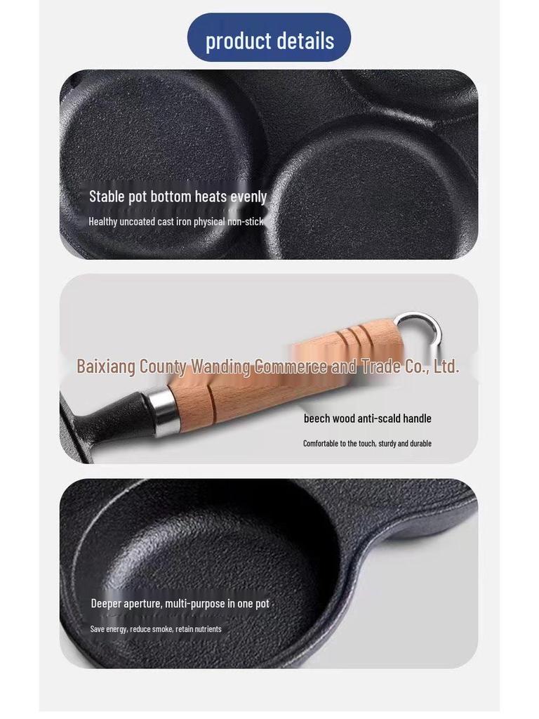 Cast Iron 4-Hole Frying Pan for Burgers, Eggs & Pancakes - Universal Induction Cooker Safe