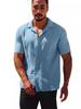 Camicia da uomo estiva casual a maniche corte con risvolto, tinta unita
