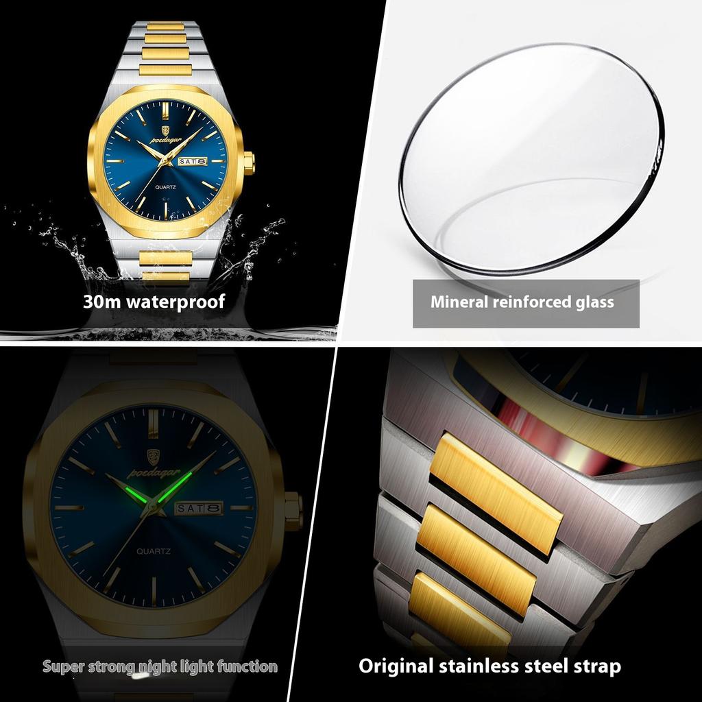 Top Brand Luxury New Men's Watch Waterproof Luminous Quartz Calendar Wrist Watch