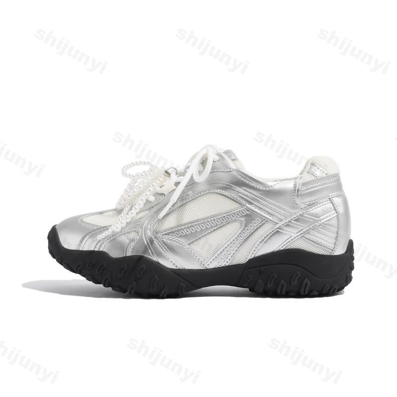 Fashion Autumn Women Sport Shoes Casual Sneakers 2025 New Fashion Lace Up Running Hiking Shoes Woman Pearl Breathable Zapatos Mujer