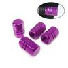 4× Purple Aluminum Car Tire Wheel Rims Stem Air Valve Cap Tyre Covers Accessory
