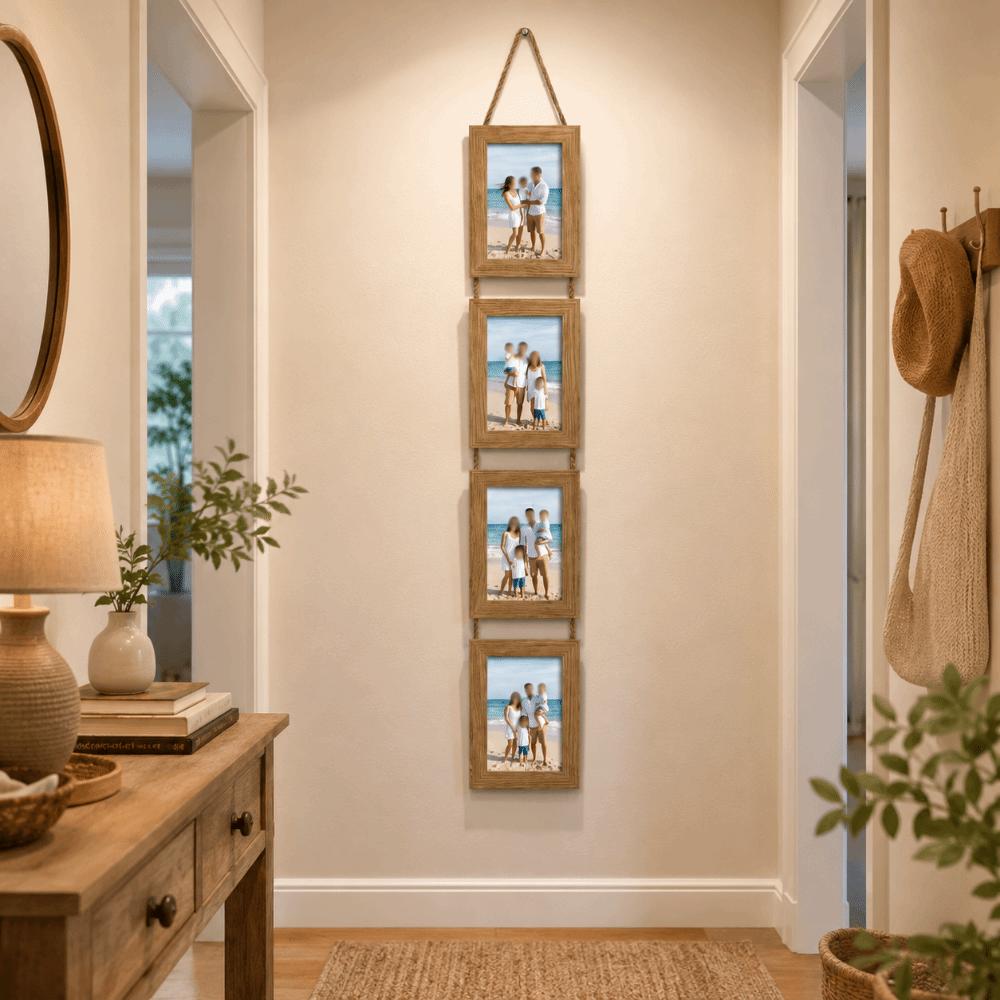 Cornice Portafoto da Appendere da 6 Pollici Stile Rustico Parete Fotografica Verticale Cornice per Ritratti di Famiglia Camera da Letto