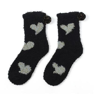 Chaussettes de nuit pour femme Cœur Goutte (Noir) Chaussettes pour Mains et Pieds Froids en Hiver