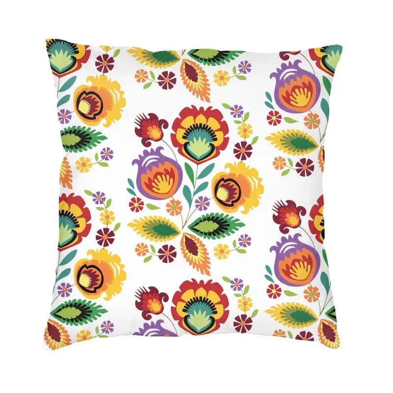 Polish Folk Floral Cushion Cover 45x45 Home Decor Printing Poland Flowers Art Throw Pillow Case for Sofa Car Seat Pillowslip