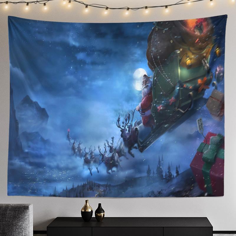 Cross-border Christmas Tree Tapestry Santa Hanging Cloth Background Cloth Digital Printing