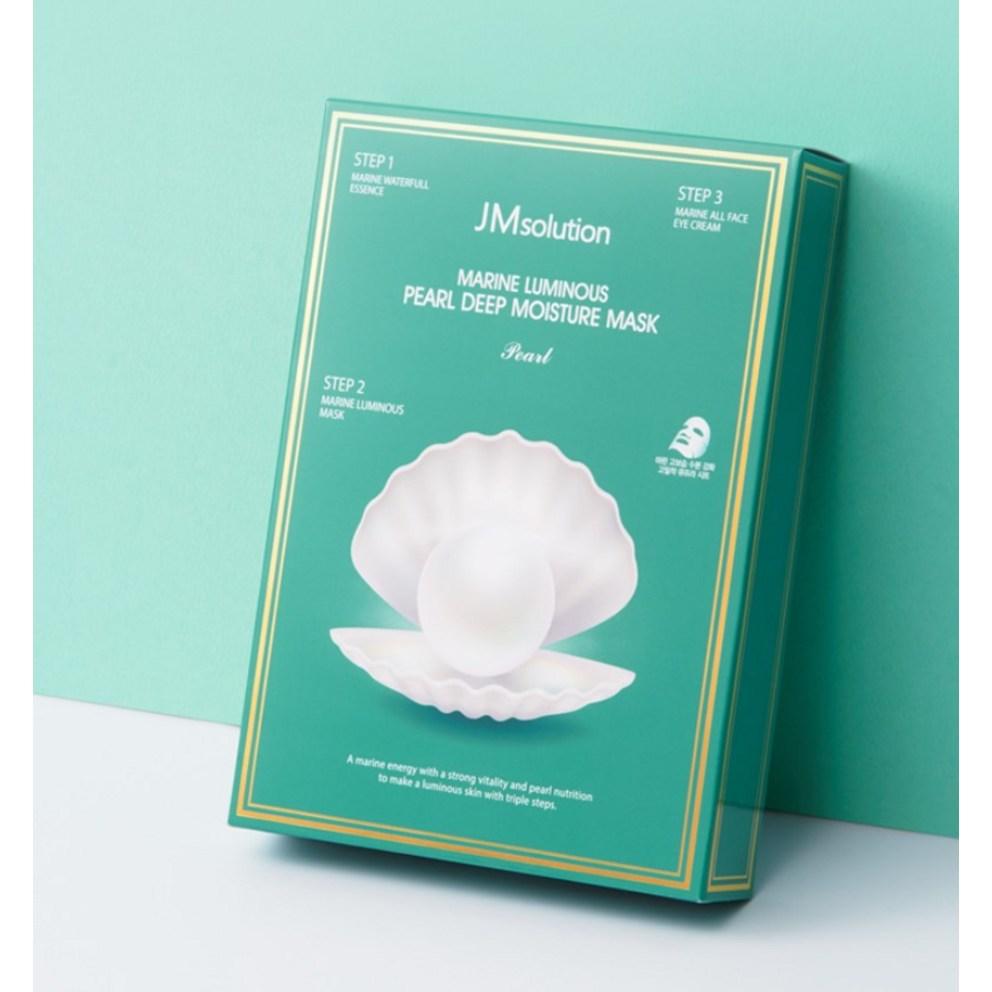 JM Solution Marine Luminous Pearl Deep Moisture Mask Pearl, 10 Sheets, 1 Pack