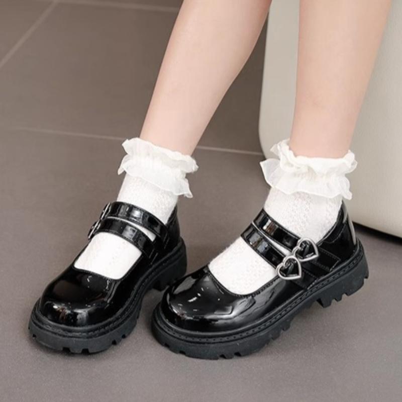Girls' Leather Shoes for Spring and Autumn Children's Performance Shoes, Black Dance Shoes, Medium and Large Children's Leather Shoes